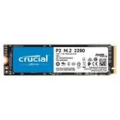 SSD Crucial P2 1 TB, M.2 NVMe, Leituras: 2400Mb/s  e Gravações: 1800Mb/s - PCIe M.2 SSD