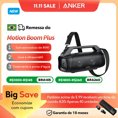 Soundcore by Anker Motion Boom Plus Alto-falante portátil 80W Alto-falante Som estéreo Alto-falantes Bluetooth Caixa de som Alto-falante Bluetooth