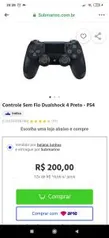 Controle Sem Fio Dualshock 4 Preto - PS4 - R$200