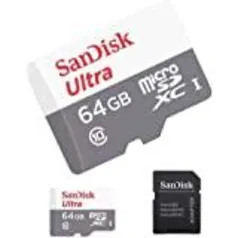 Cartão Micro SD SanDisk Ultra com Adaptador 64GB Classe 10