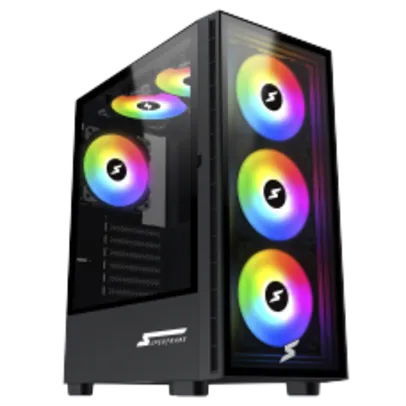 Gabinete Gamer SuperFrame Strider, Mid Tower, ARGB, Vidro Temperado, ATX, Sem Fonte, Com 6 Fans