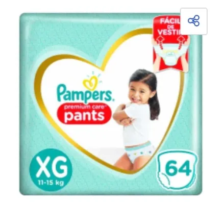 Fralda Descartável Pampers Premium Care Jumbo Top XG 64 Unidades