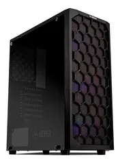 Gabinete Gamer Mancer Hexer Mid-tower Com 3 Fans Led Rainbow Cor Preto