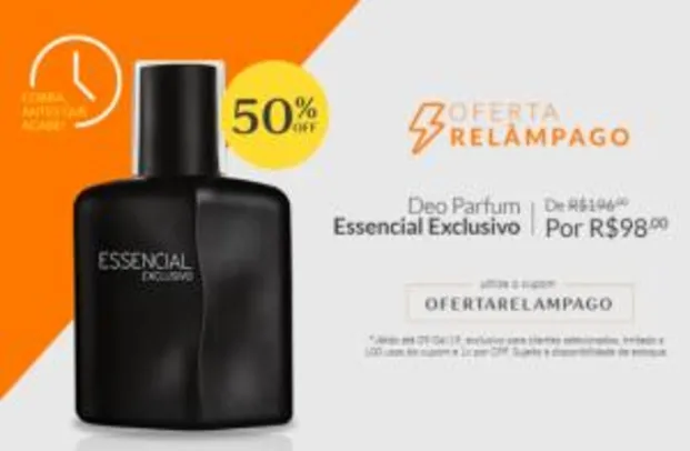Deo Parfum Essencial Exclusivo Masculino - 100ml R$98