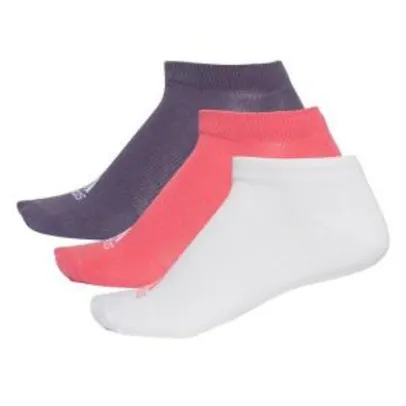 Meia Adidas Per No Sh T - 3 Pares - Pink e Branco