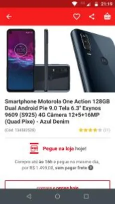 Motorola One Action 128GB | R$1159