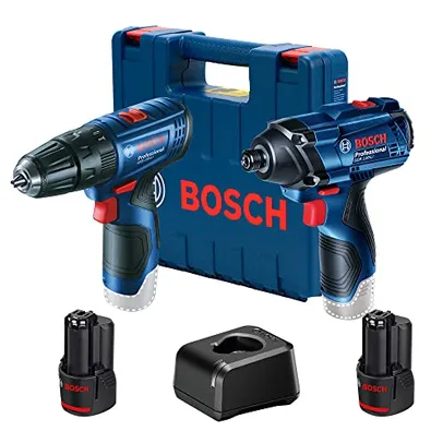 Bosch Kit Parafusadeira Furadeira Gsb 120-Li E Chave De Impacto Gdr 120-Li 12V Com 1 Carregador 2 Ba