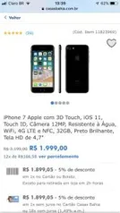 iPhone 7 Apple com 3D Touch, iOS 11, Touch ID, Câmera 12MP, Resistente à Água | R$1.900