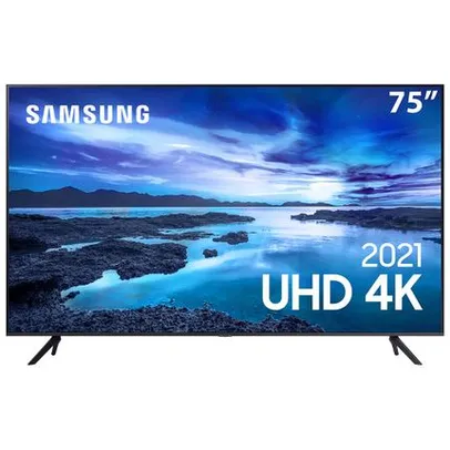 Smart TV 75" UHD 4K Samsung 75AU7700 | R$6.682