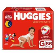 Fralda Huggies Supreme Care Unissex G - 66 unidades Leve + Pague Menos-Leve 3 por  R$ 66,60 cada