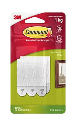 Command, 3M, Fixa Quadros, Adesivo Removível sem Estragos, Médio, 3 pares