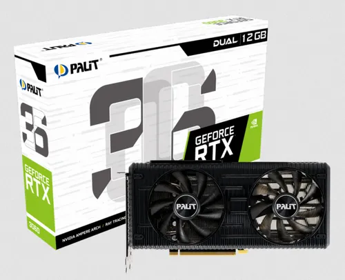 Placa de Vídeo Palit NVIDIA GeForce RTX 3060 Dual, LHR, 12GB, GDDR6, 192bit, DLSS, Ray Tracing