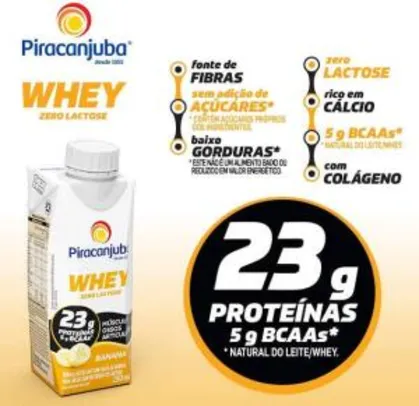App+Cliente Ouro - Bebida Láctea Piracanjuba Whey Zero Lactose 250ml | R$2,50