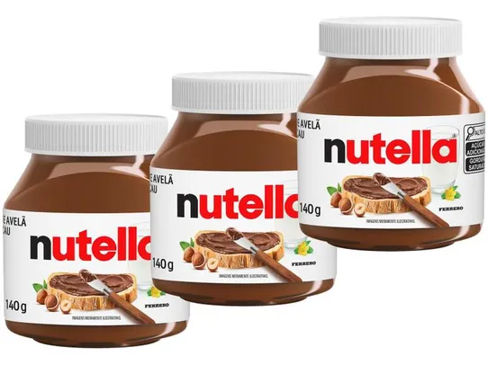 Kit Creme de Avelã com Cacau Nutella Ferrero - 140g 3 Unidades