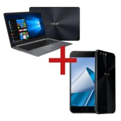 Notebook X510UR-BQ167T Cinza + Zenfone 4 3GB/32GB Preto | R$3.899