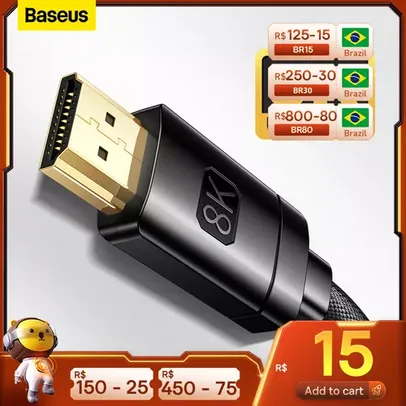 [1ª Compra] HDMI Baseus 2.1 Upgrade - 8k 60hz / 4k 120hz 48Gbps - 1 metro