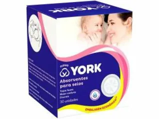 [CLUBE DA LU - APP] Absorvente para Seios York 30 Unidades | R$11