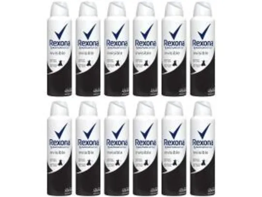 Desodorante Rexona Aerosol Antitranspirante - Feminino Invisible 12 Unidades