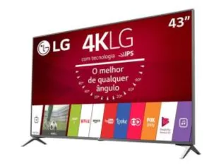 Smart TV LED 43” Ultra HD 4K LG 43UJ6525 com Conversor Digital 4 HDMI 2 USB WebOS 3.5 Wi-Fi Integrado