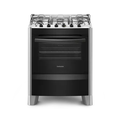 Fogão 5 Bocas Continental Automático Prata com Mesa de Inox (FC5CS)