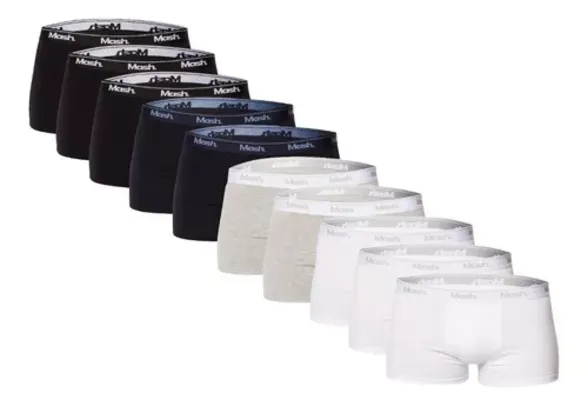  Kit Com 10 Cuecas  Masculina Boxer De Algodão Mash