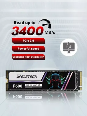 [Choice] SSD NVME Reletech PCIe Gen3x4 1TB P600 (3400mb/s Leitura, 3000mb/s Escrita)