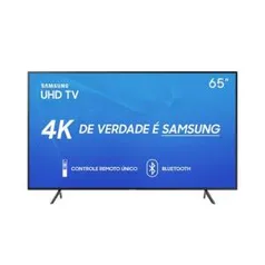 Smart TV LED 65" Samsung RU7100 UN65RU7100GXZD Ultra HD 4K HDMI, USB, Wi-Fi Preta Conversor Digital Integrado