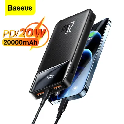 Baseus power bank 20000mah pd 20w carregador de carregamento rápido | R$136