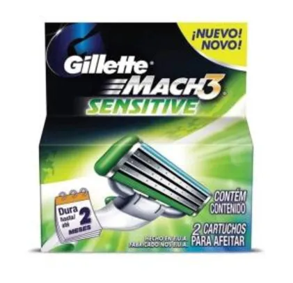 [PRIME] Carga para Aparelho de Barbear Gillette Mach3 Sensitive - 2 unidades | R$ 12