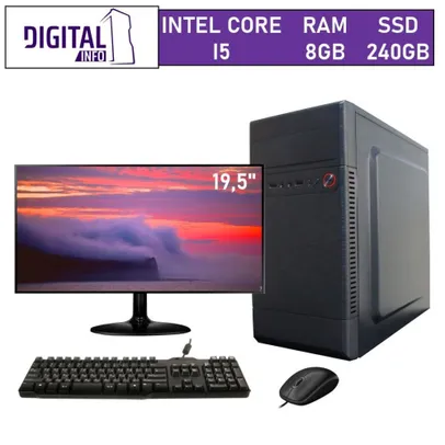 Computador Completo Intel Core I5 8gb Ssd 240gb Monitor Hdmi Led hdmi 19.5 Digital Corp