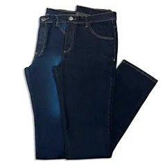 Kit 2 Calças Jeans Masculina Tradicional (46, Azul Escuro c/Azul Médio)