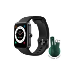 Smartwatch KaBuM! Smart 700, Preto, Pulseira Extra Verde Escuro, Compatível IoT Alexa - KBSAC018