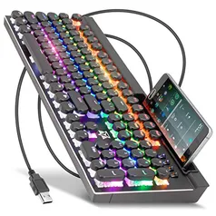 Teclado Mecânico Gamer Usb Pc Computador Adamantiun Cronos Retrô Led Rainbow Switch Blue Anti Poeira