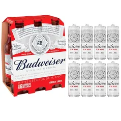 [VIP] Kit Cerveja Budweiser Larger Long Neck 330ml - 6 unidades + Budweiser Zero Álcool 8 un.