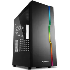 Gabinete Sharkoon RGB Slider, 1x Fan Traseira, Lateral em Vidro Temperado - Black | R$270