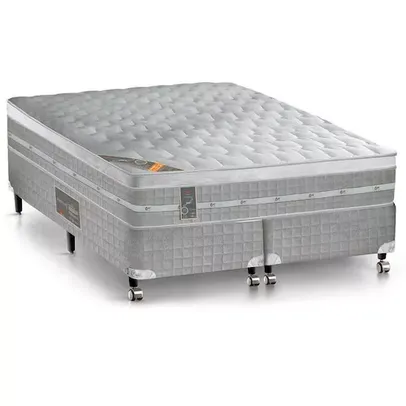 Cama Box King Size Castor Premium Gel com Molas Ensacadas 71x193x203cm – Branco/Cinza