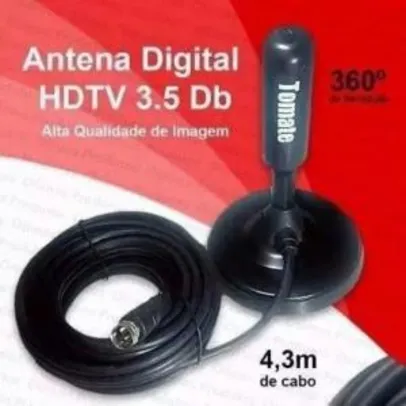 BUG !! Antena Hdtv Digital Tomate Mta-3003 3.5dbi 4.3m Prova D`agua - R$ 0,69