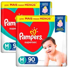 Fralda Pampers Supersec M - 180 Unidades