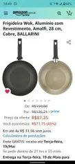 Frigideira Wok Alumínio 28 cm Ballarini- R$87 APP Amazon