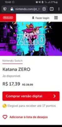 EShop BR - Katana Zero (Nintendo Switch) | R$17