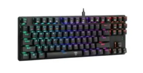 Teclado Gamer Mecânico T-Dagger Bora, Switch Blue, RGB, Black, ABNT2, T-TGK315