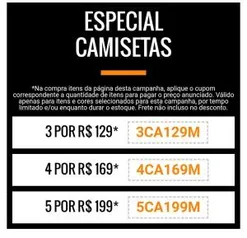 Promoção Camisetas 3 a 5 peças