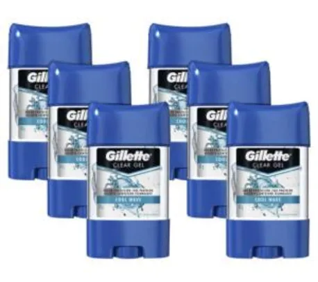 Kit Desodorante Gillette Endurance Cool Wave Gel - Antitranspirante Masculino 82g 6 Unidades | R$ 60