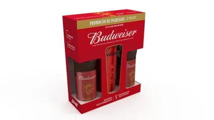 Kit Budweiser Copa do Mundo 2 LN 330ml + Copo Mágico Vermelho 650ml