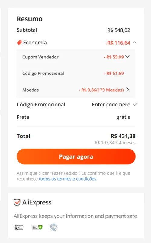 Imagem na descrição da promoção