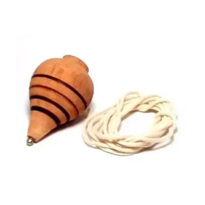 Pião de Madeira com Corda Fieira – Brinquedo