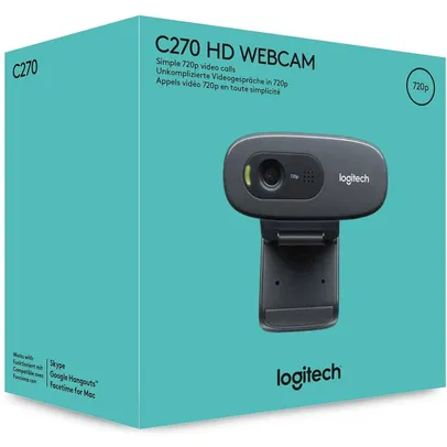 [Internacional] Webcam Logitech C270 HD - c/ Microfone - Preto | R$163