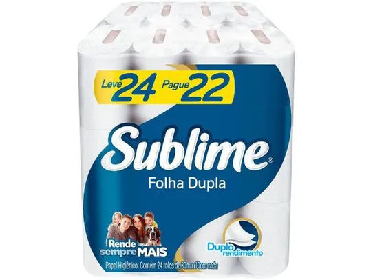 Kit Papel Higiênico Folha Dupla Sublime Softys (96 rolos) | R$90