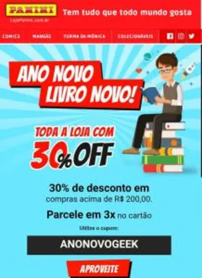 30% OFF em toda loja da Panini