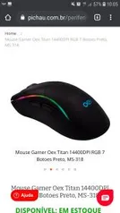 Mouse Gamer OEX Titan 14400DPI 7 botões | R$90